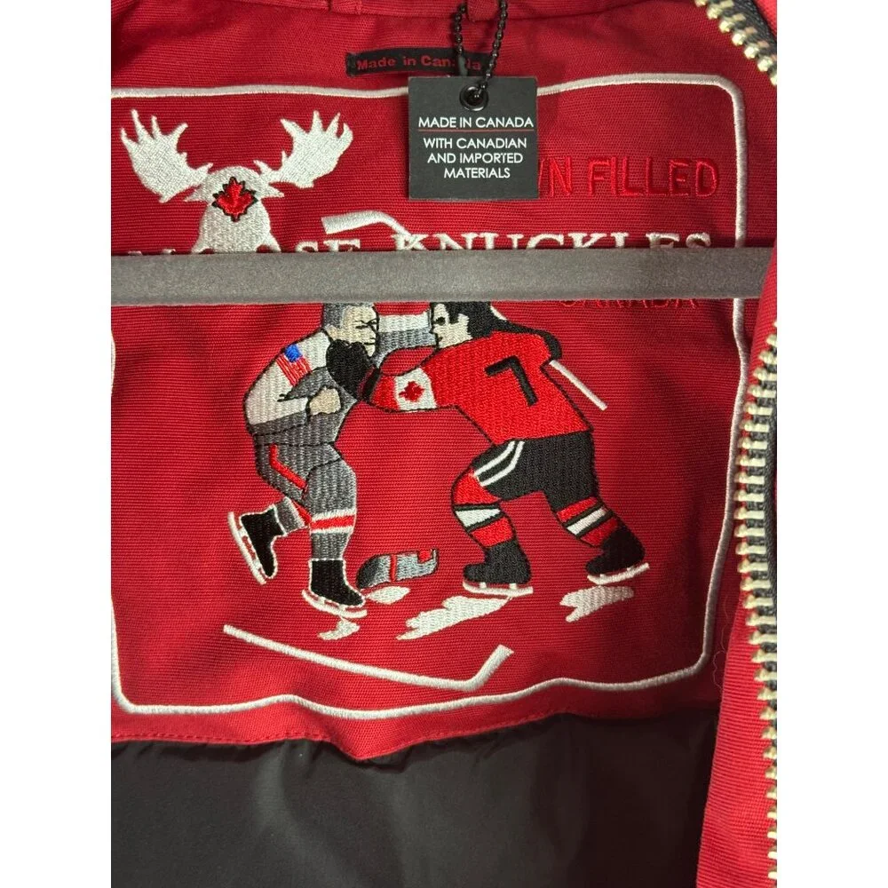 NWT Moose Knuckles Canada Down Parka Red Men's Size S Authentic